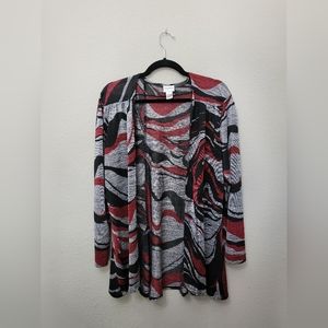 Chico's red and black cardigan